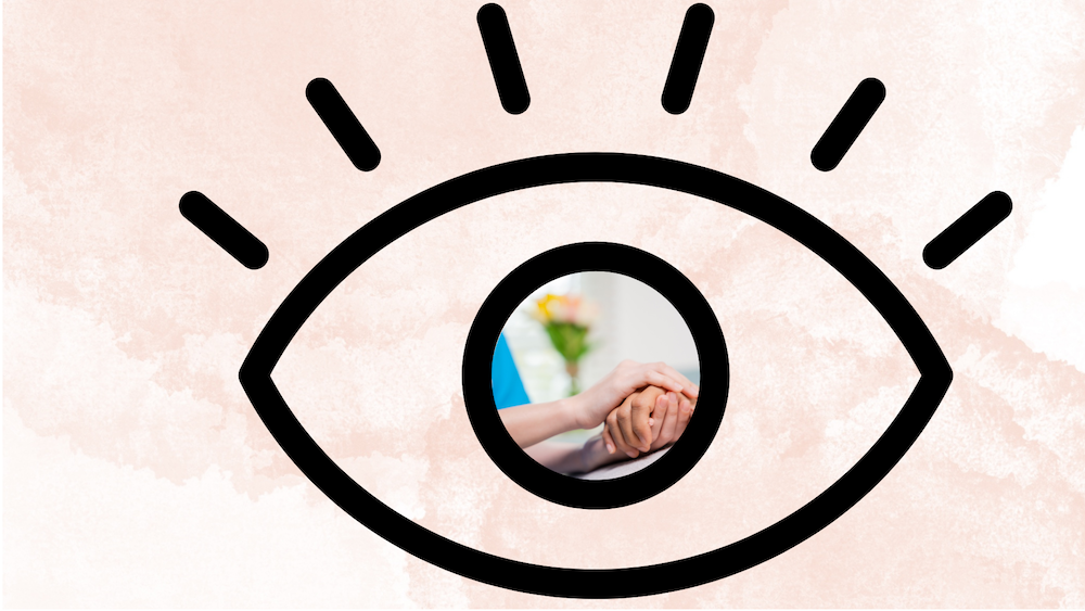 Bild: Auge - In der Mitte zwei Hände zum Trost